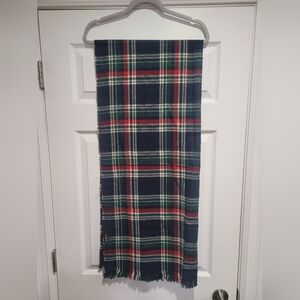 Elegant Plaid Scarf in Navy, Red, and Green